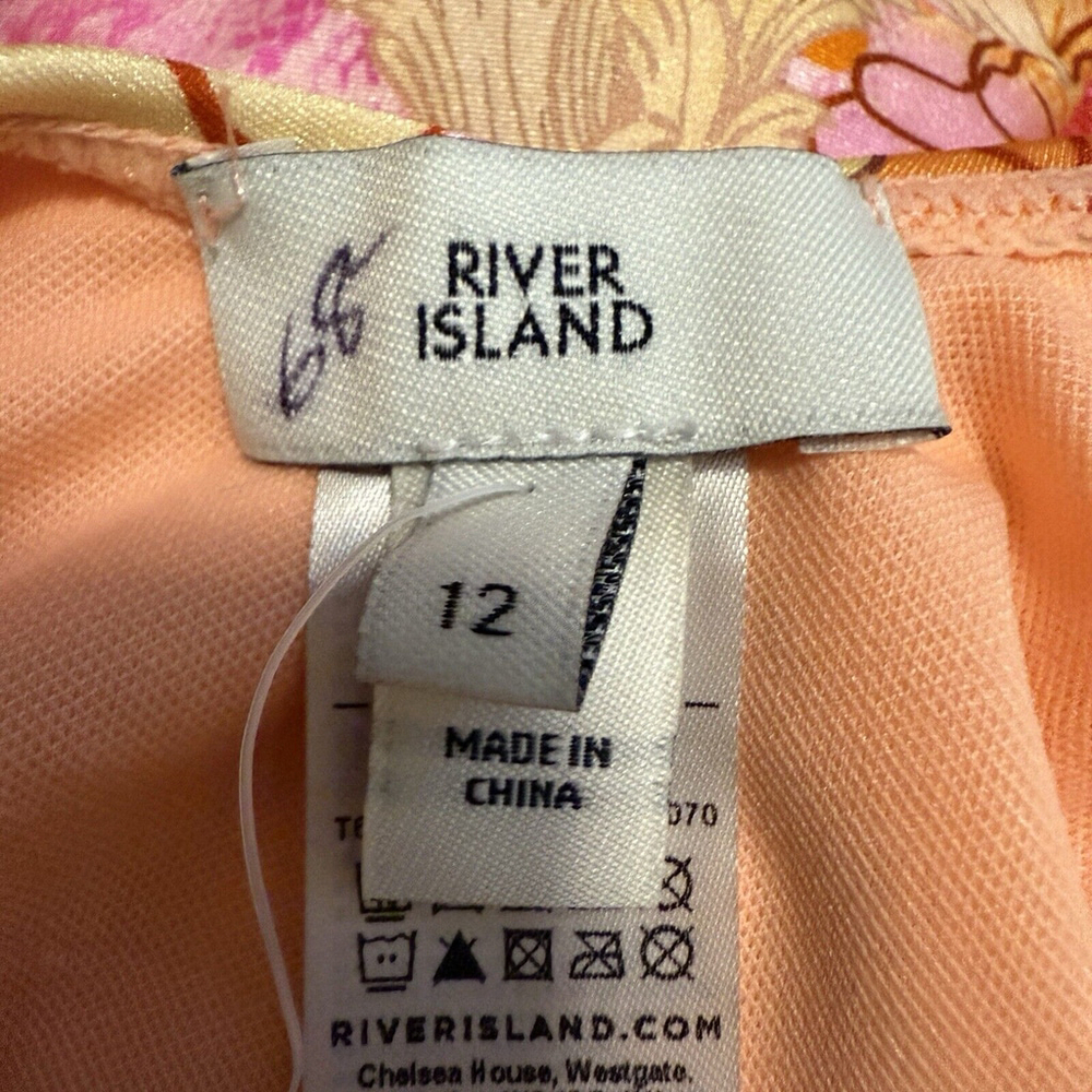 River Island Orange Pink Floral One-Piece Swimsuit - Picture 4 of 7